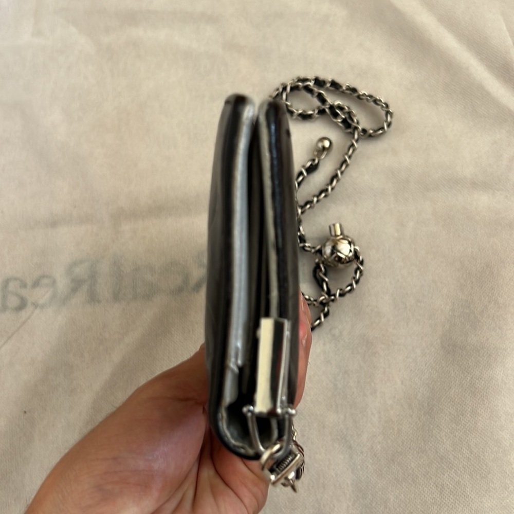 Chanel CC Patent Leather Timeless Wallet on Chain WOC Chain Crossbody Purse Bag - Picture 7 of 12